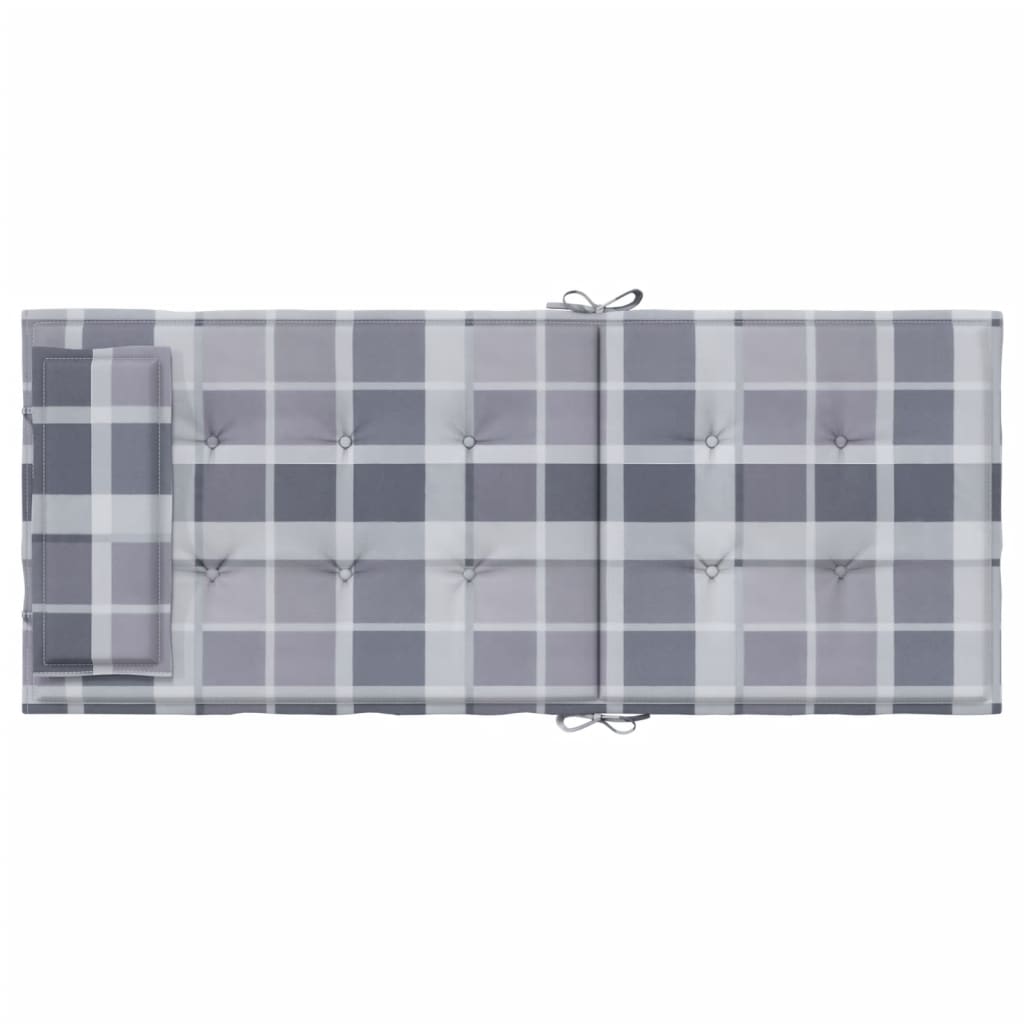 vidaXL Stolsdynor med hög rygg 2 st grå rutmönster oxfordtyg
