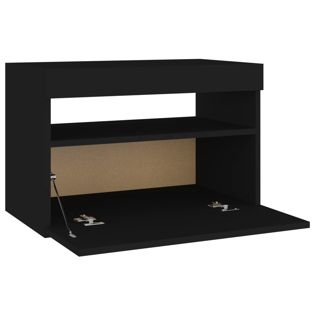 vidaXL Sängbord med LED-belysning svart 60x35x40 cm konstruerat trä