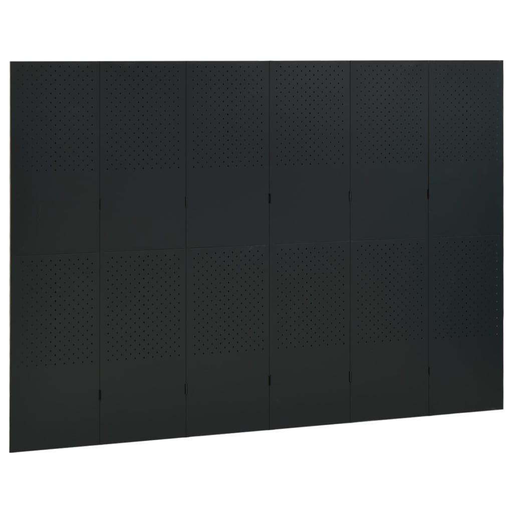 vidaXL Rumsavdelare 6 paneler svart 240x180 cm stål