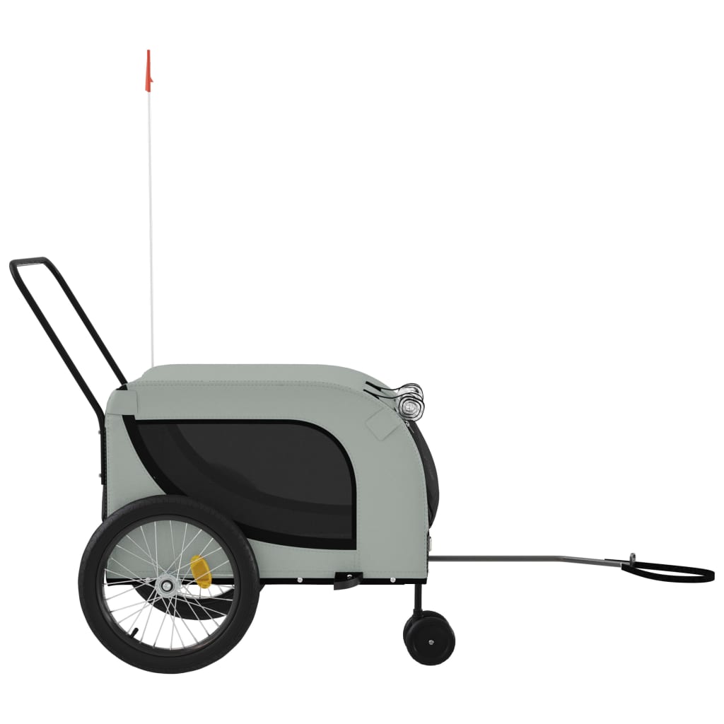 vidaXL Cykelvagn för djur grå och svart oxfordtyg och järn
