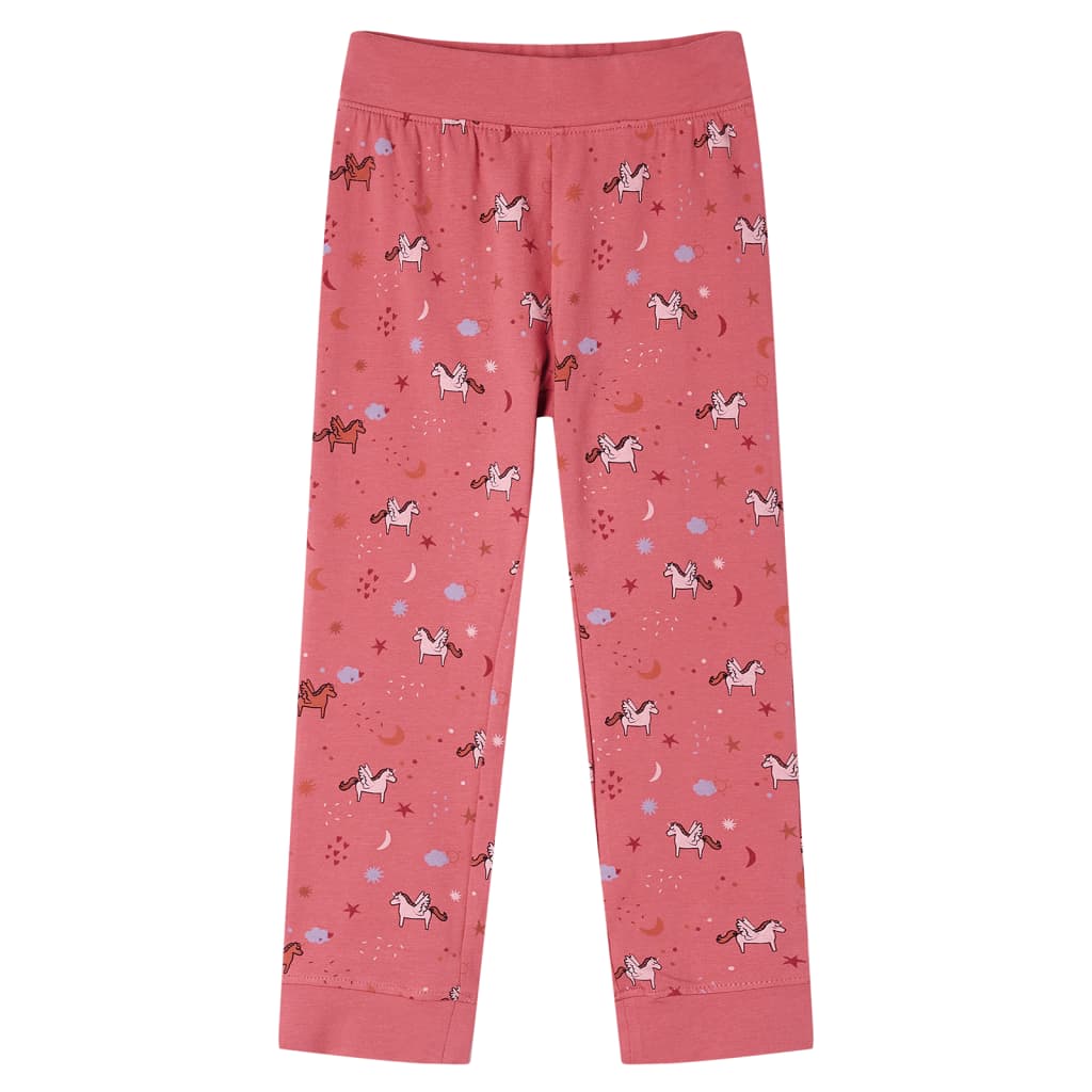 Pyjamas med långa ärmar för barn gammelrosa 104