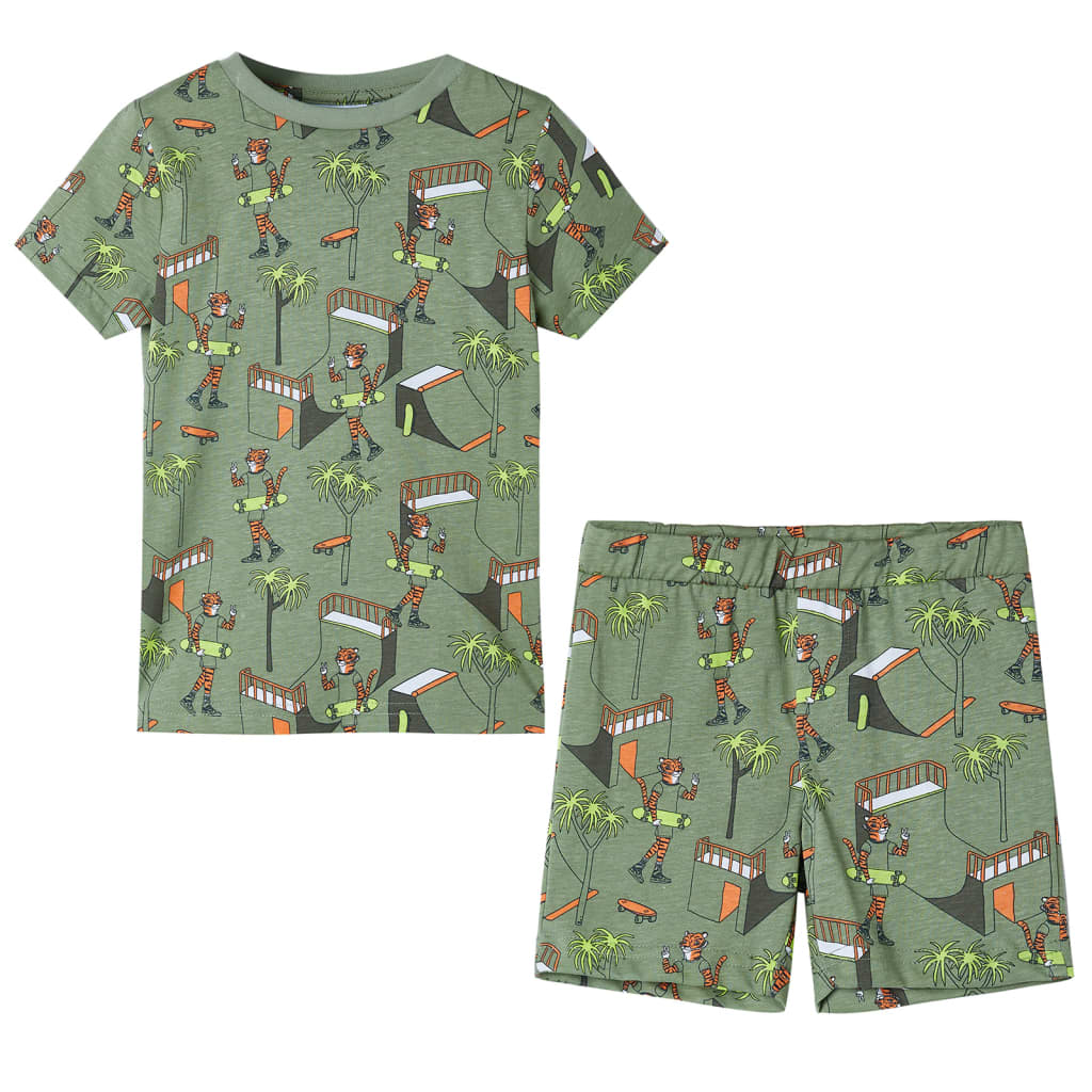 Pyjamas med korta ärmar för barn ljus khaki 92