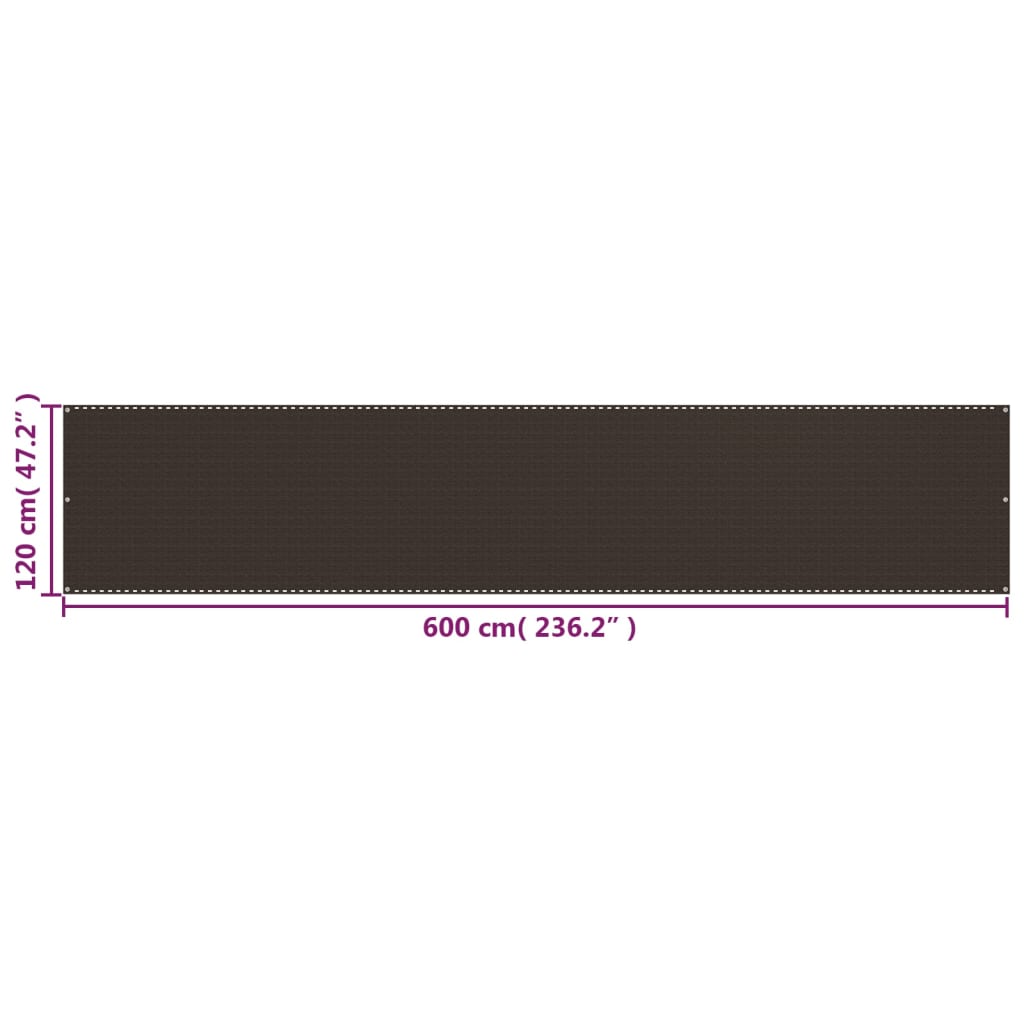 vidaXL Balkongskärm brun 120x600 cm HDPE
