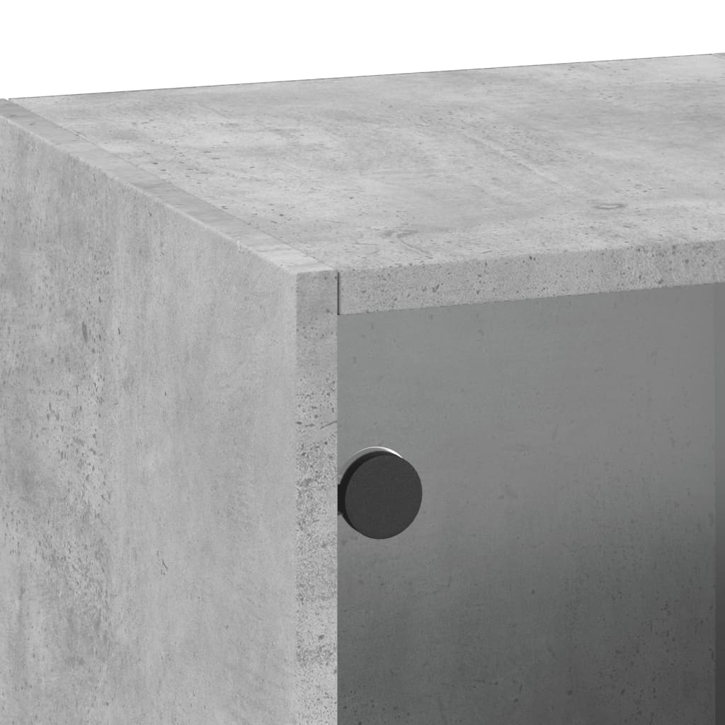 vidaXL Sidoskåp med glasdörrar betonggrå 35x37x100 cm