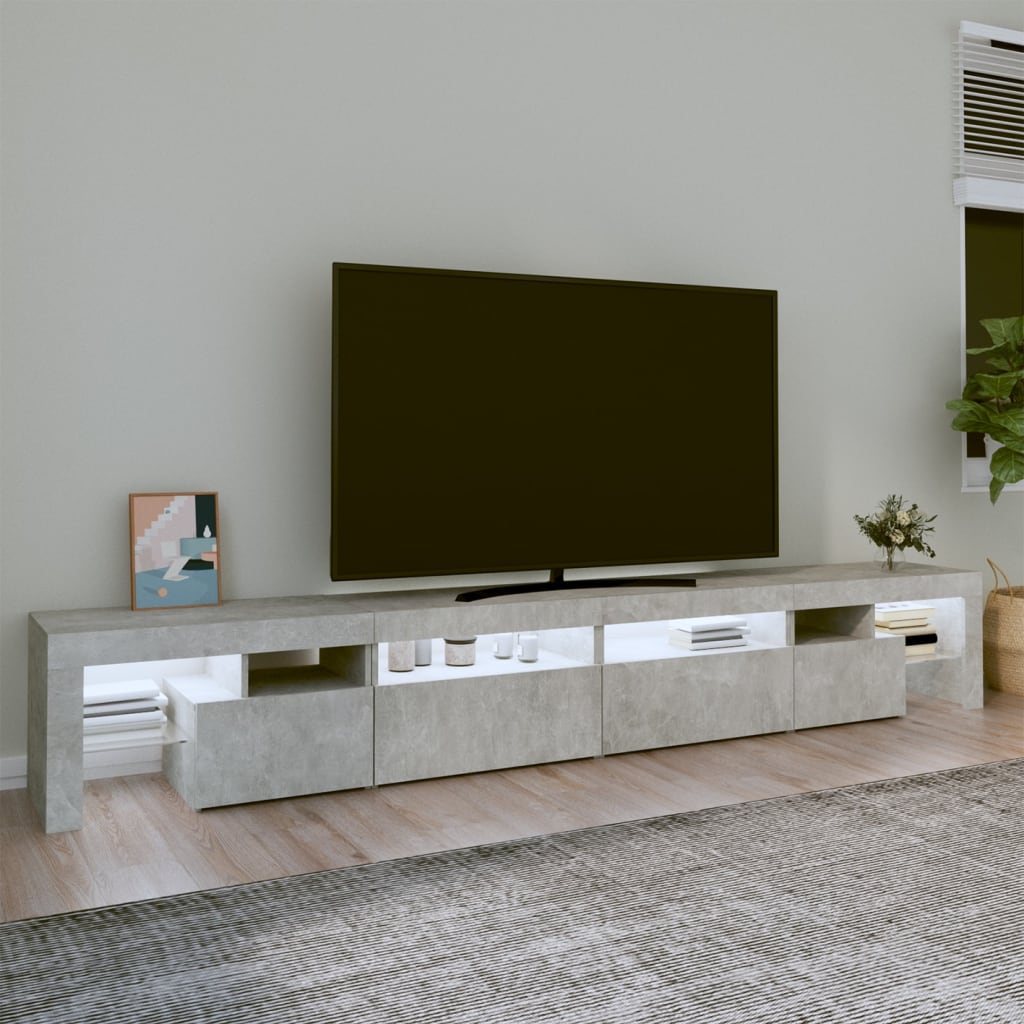 vidaXL Tv-bänk med LED-belysning betonggrå 260x36,5x40 cm