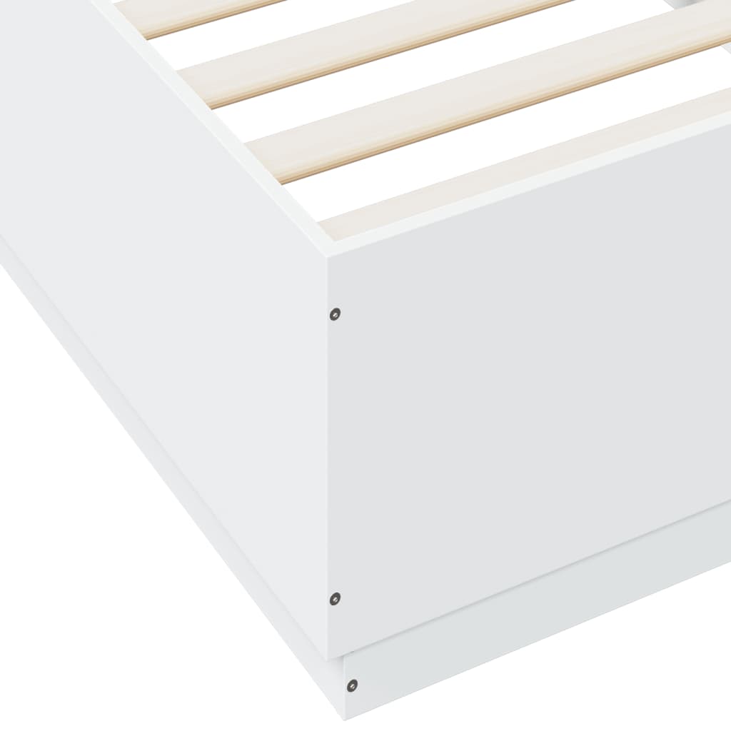 vidaXL Sängram med LEDs vit 90x200 cm konstruerat trä