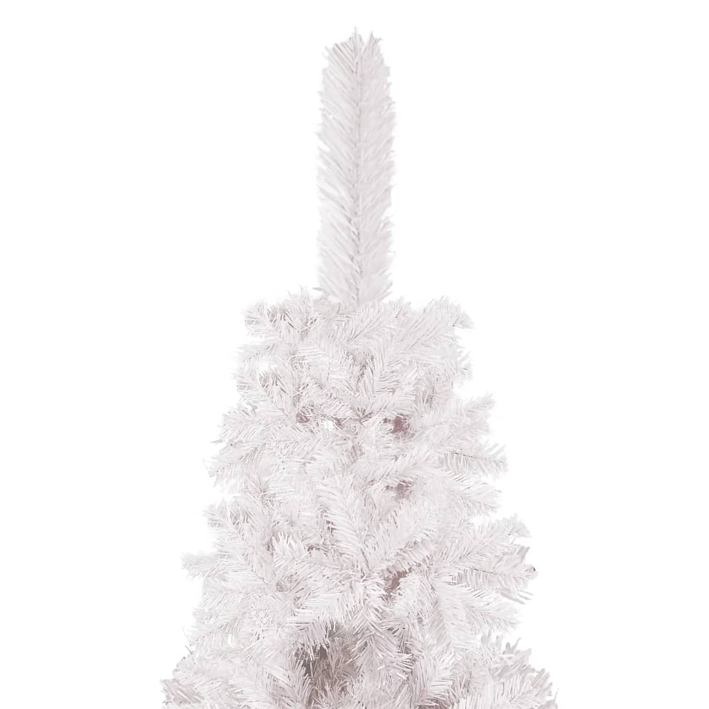 vidaXL Smal plastgran med LED och julgranskulor vit 180 cm