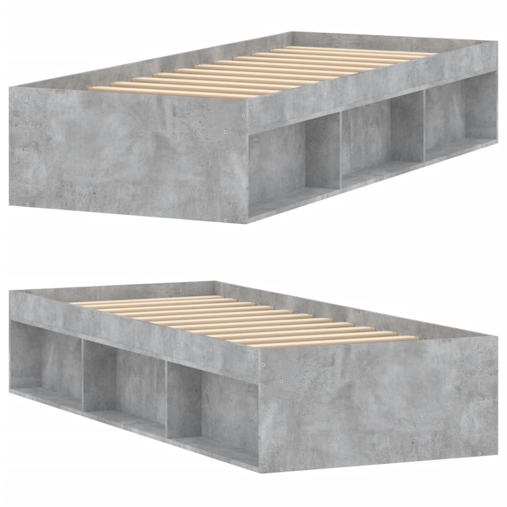 vidaXL Sängram betonggrå 75x190 cm