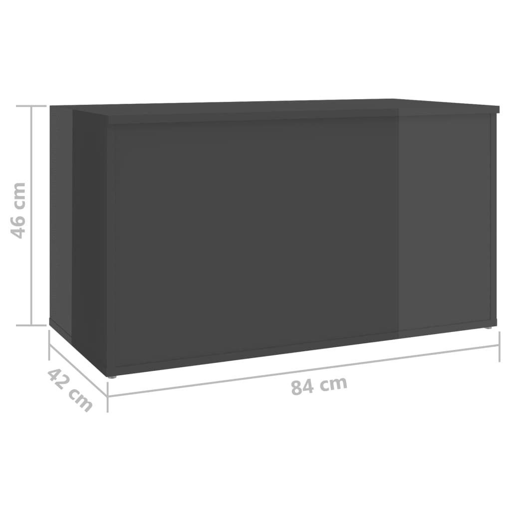 vidaXL Förvaringskista grå högglans 84x42x46 cm spånskiva