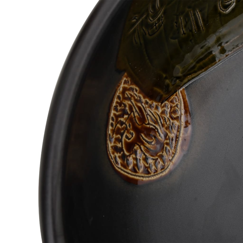 vidaXL Handfat svart rund Φ41x14 cm keramik