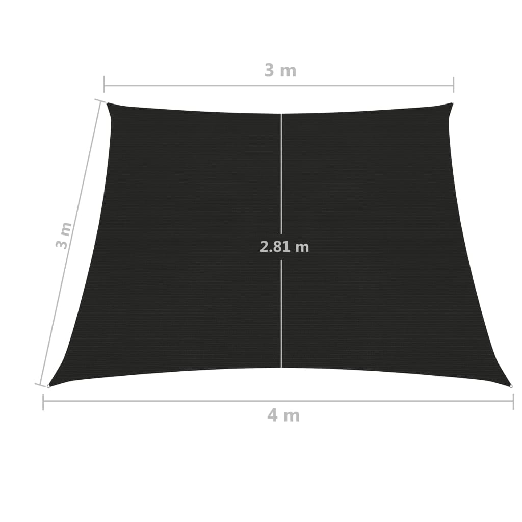 vidaXL Solsegel 160 g/m² svart 3/4x3 m HDPE