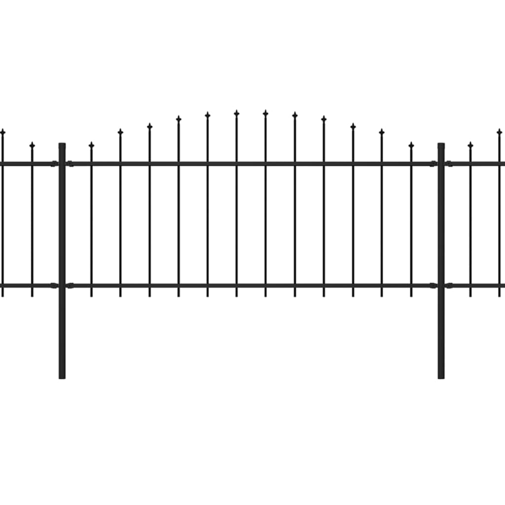 vidaXL Trädgårdsstaket med spjuttopp stål (0,5-0,75)x13,6 m svart