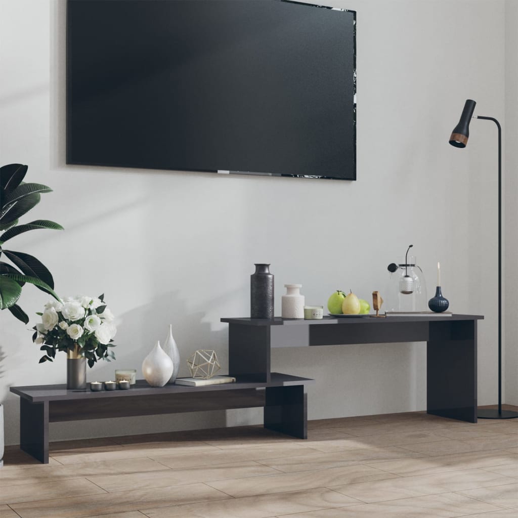 vidaXL TV-bänk grå högglans 180x30x43 cm konstruerat trä