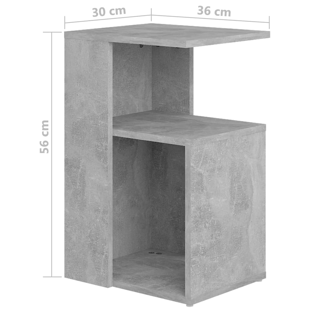 vidaXL Sidobord betonggrå 36x30x56 cm konstruerat trä