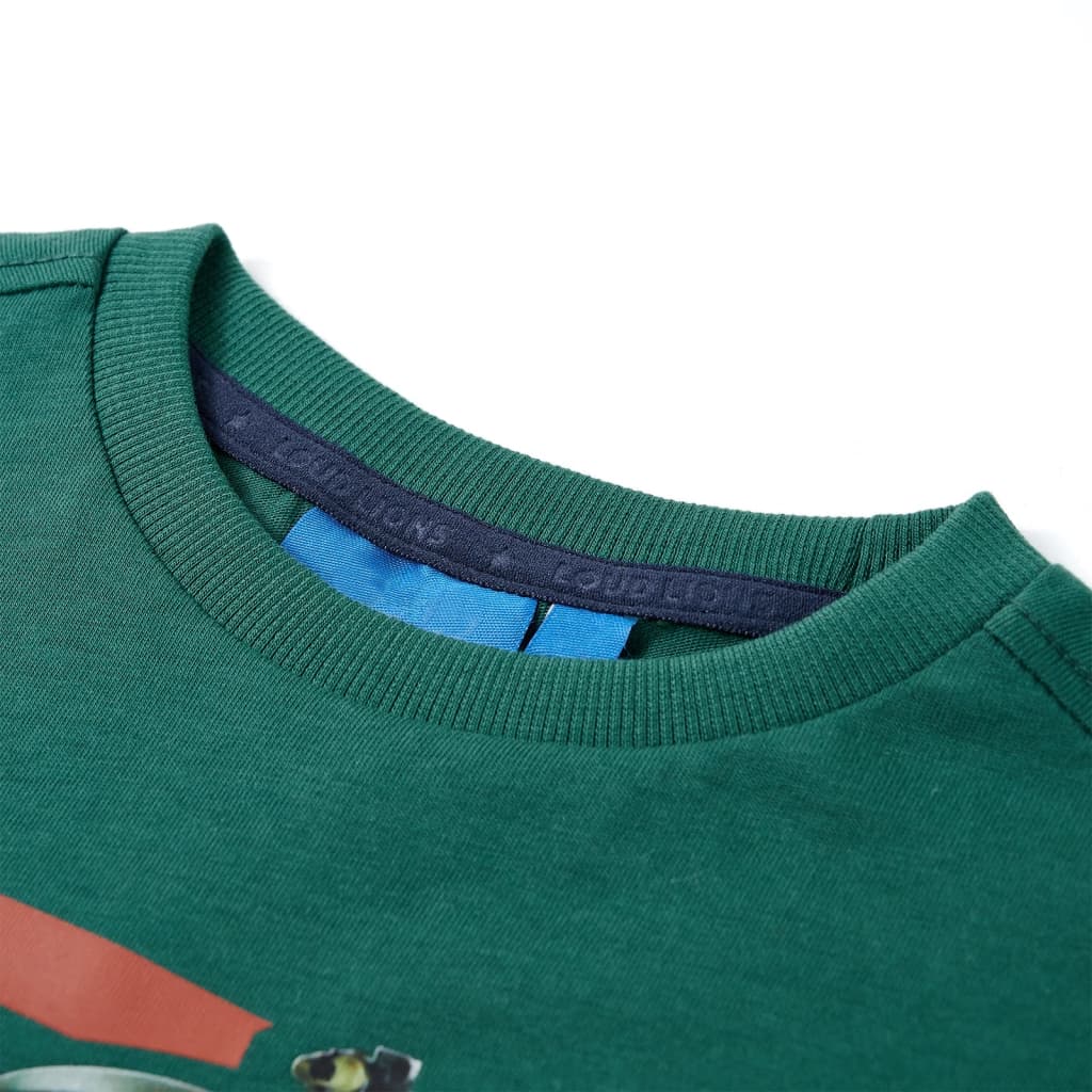 T-shirt med långa ärmar för barn mörkgrön 92