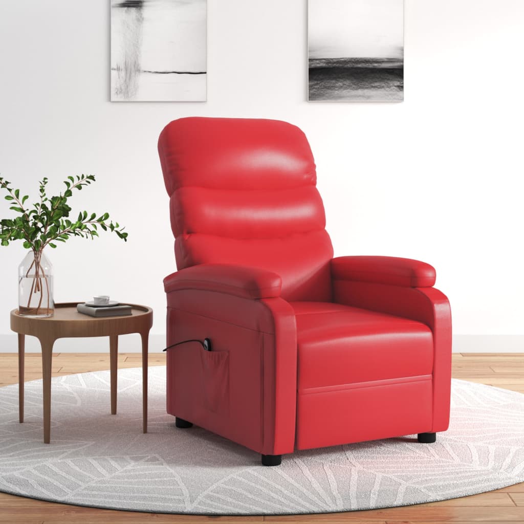 vidaXL Elektrisk reclinerfåtölj röd konstläder