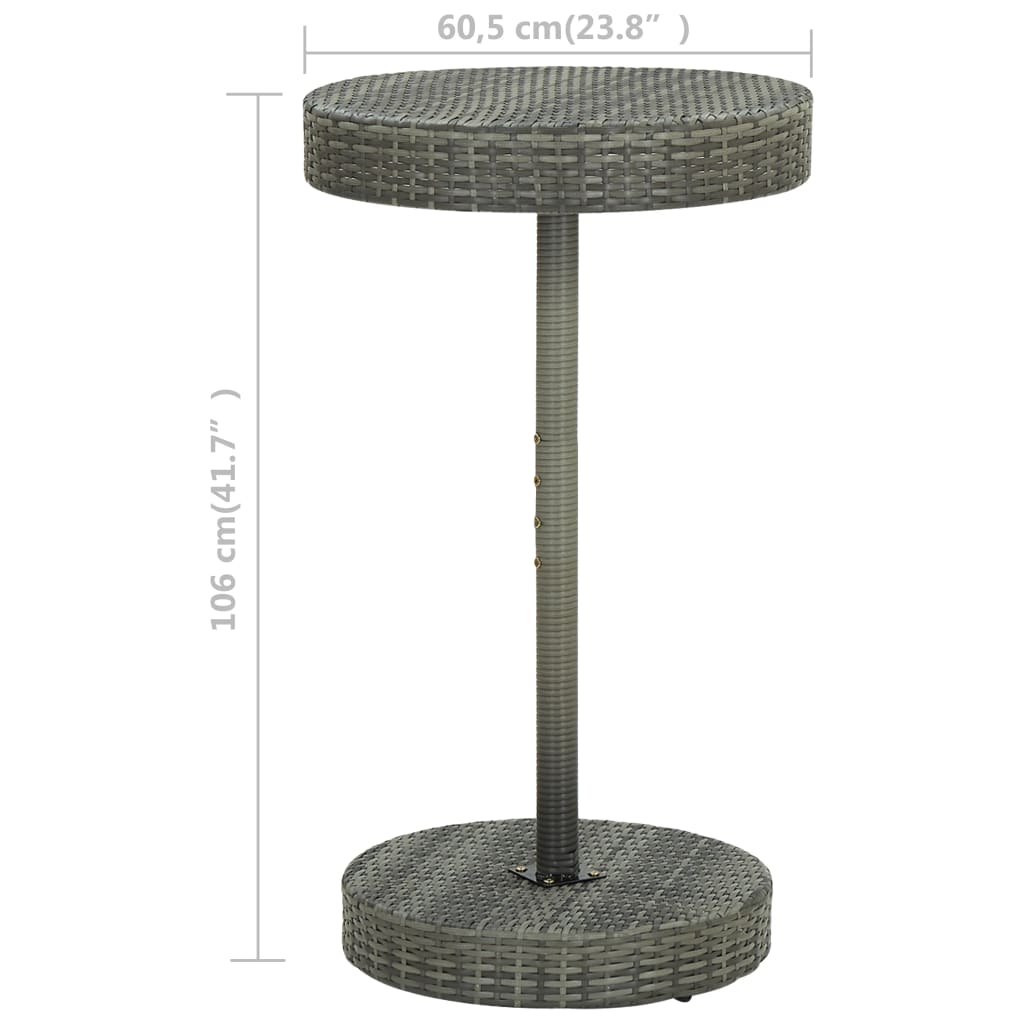 vidaXL Trädgårdsbord grå 60,5x106 cm konstrotting