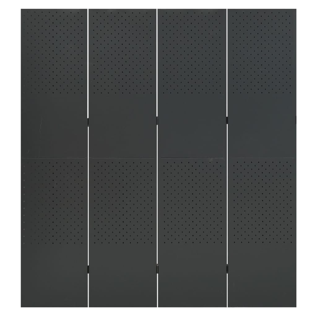 vidaXL Rumsavdelare 4 paneler antracit 160x180 cm stål