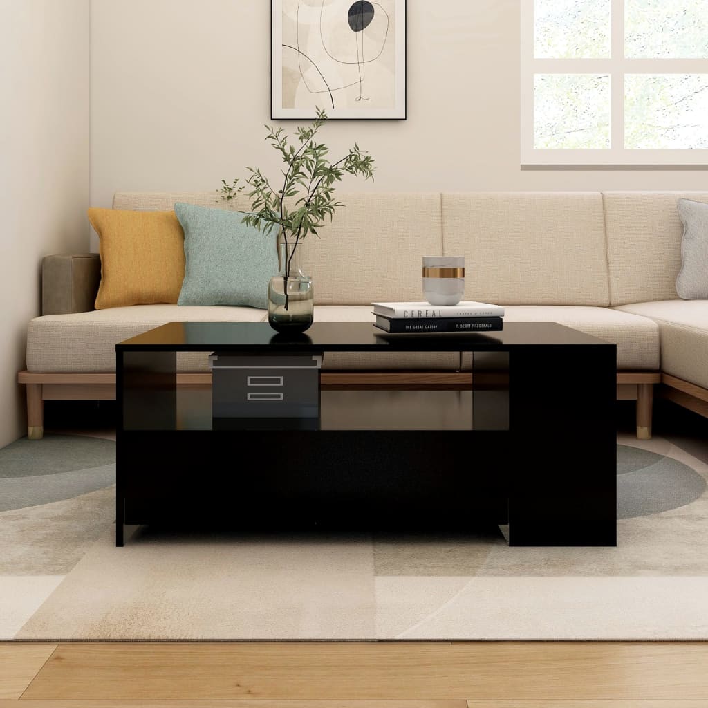 vidaXL Soffbord svart 102x55x42 cm konstruerat trä