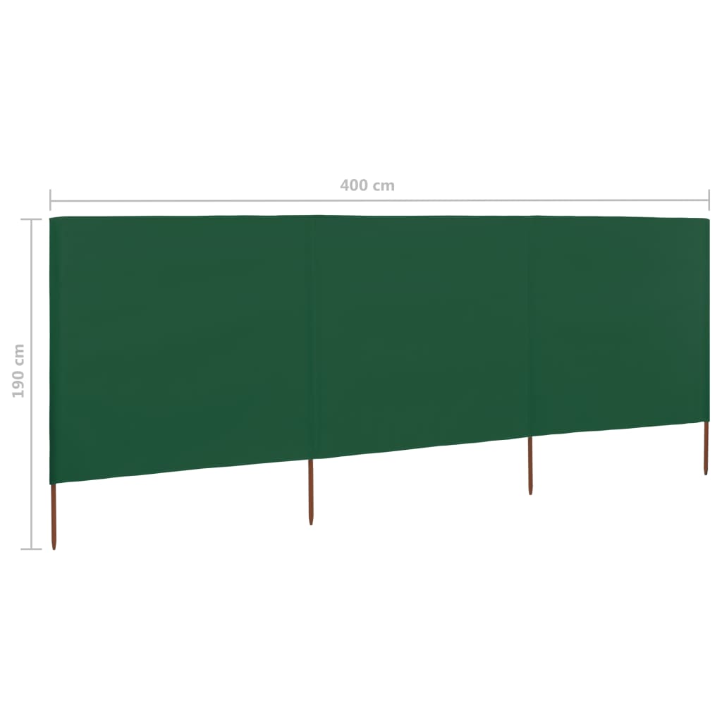 vidaXL Vindskydd 3 paneler tyg 400x160 cm grön
