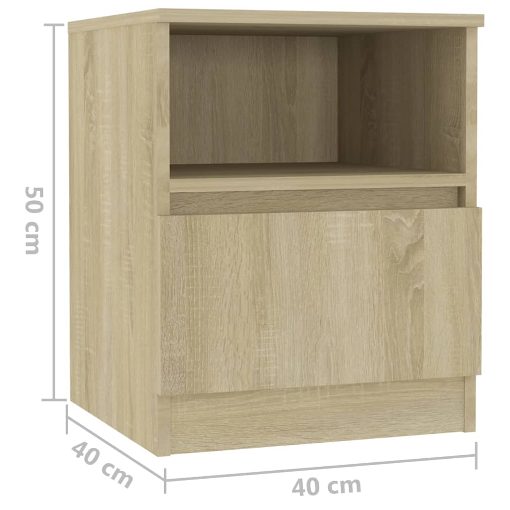 vidaXL Sängbord sonoma-ek 40x40x50 cm konstruerat trä