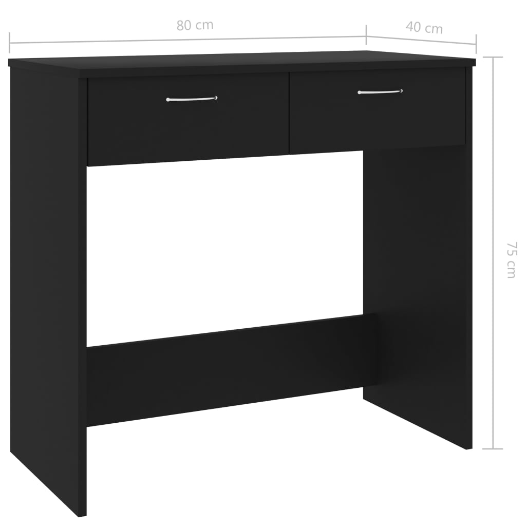 vidaXL Skrivbord svart 80x40x75 cm konstruerat trä
