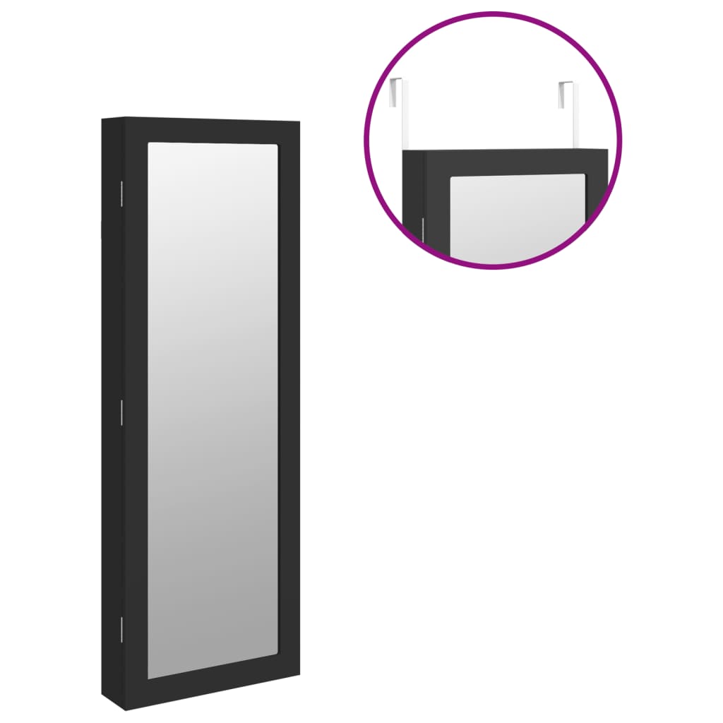 vidaXL Spegelskåp svart väggmonterat 37,5x10x106 cm