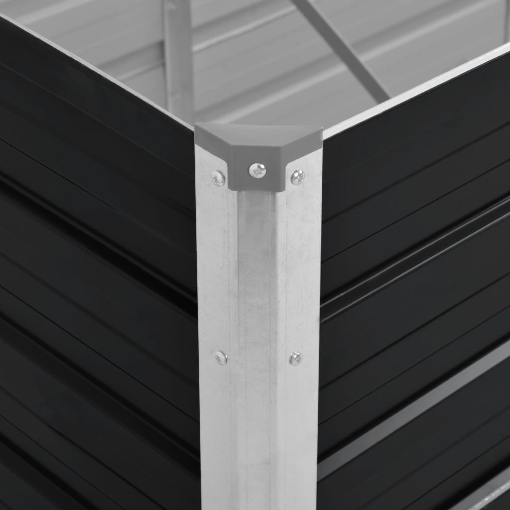 vidaXL Odlingslåda upphöjd antracit 100x40x45 cm galvaniserat stål