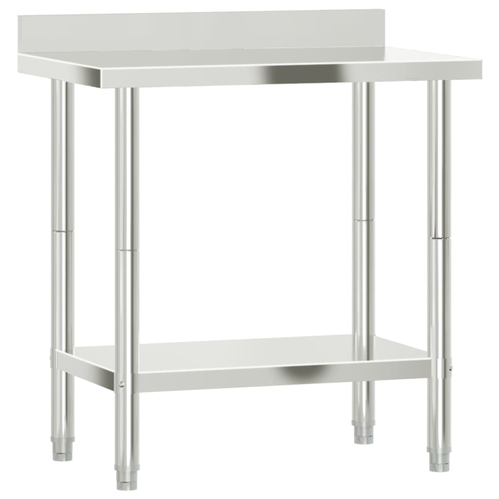 vidaXL Arbetsbord med stänkskydd 82,5x55x93 cm rostfritt stål