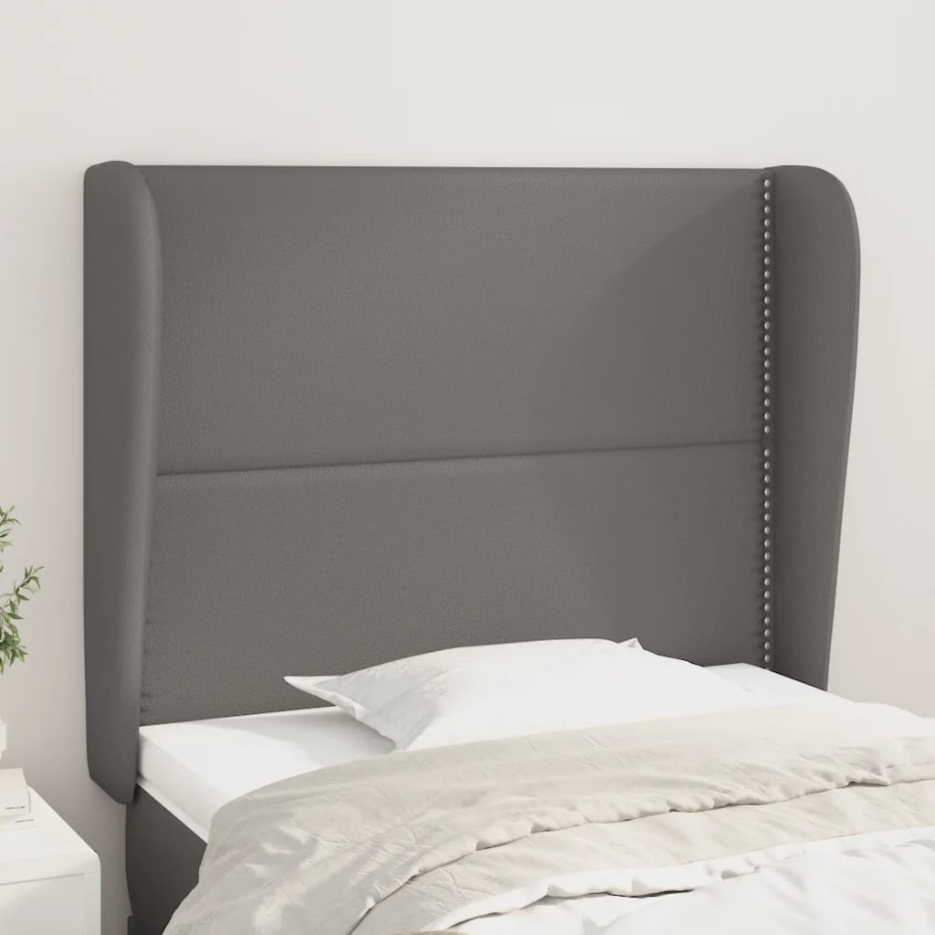 vidaXL Sänggavel med kanter grå 93x23x118/128 cm konstläder