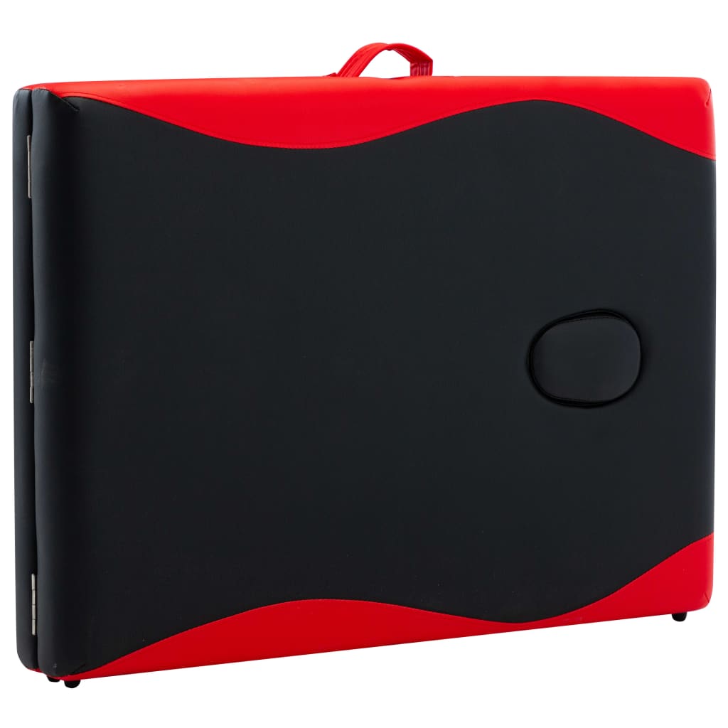 vidaXL Hopfällbar massagebänk 2 sektioner aluminium svart och röd