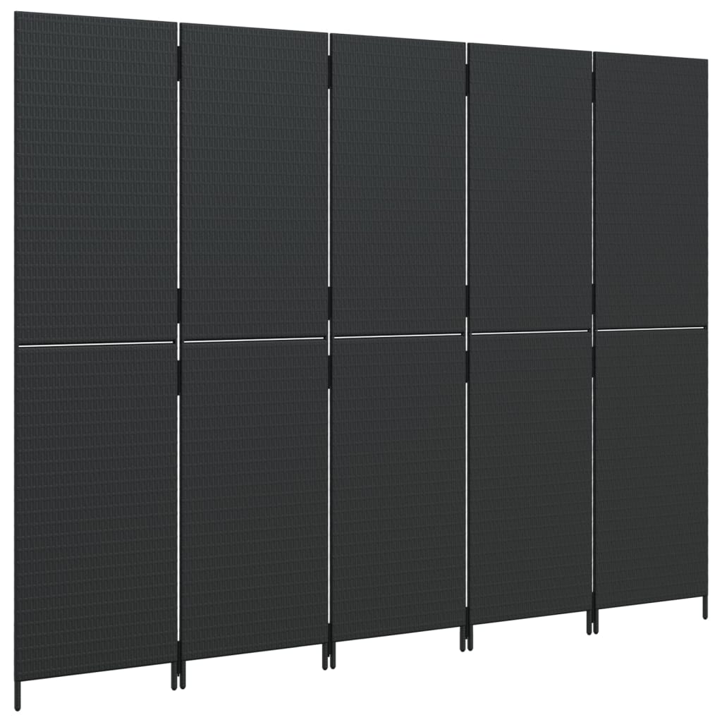 vidaXL Rumsavdelare 5 paneler svart konstrottning