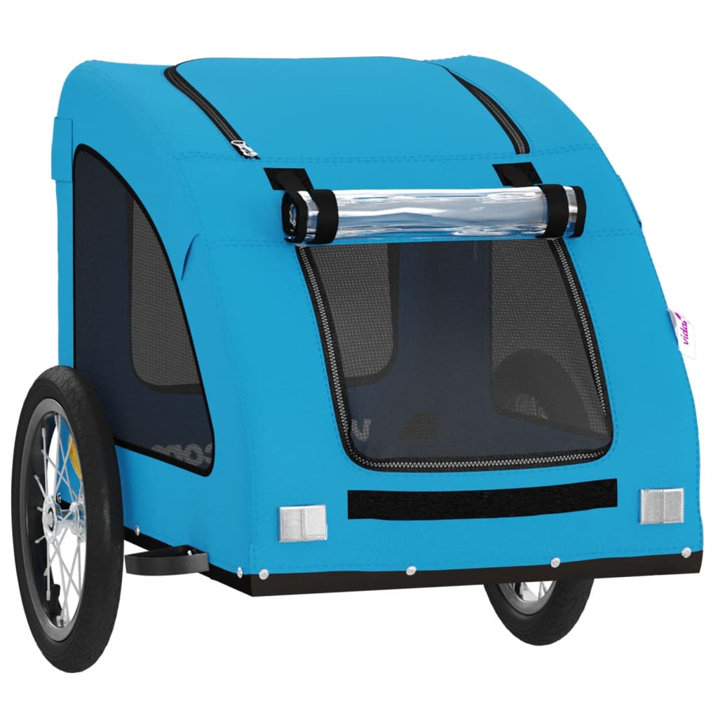 vidaXL Cykelvagn för djur blå oxfordtyg och järn