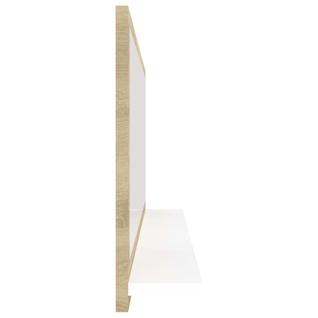 vidaXL Spegelskåp vit och sonoma-ek 90x10,5x37 cm konstruerat trä