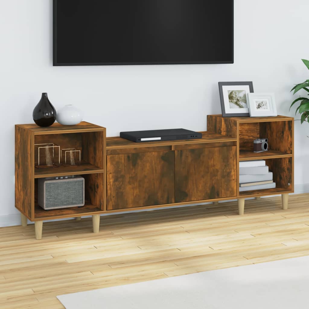 vidaXL Tv-bänk rökfärgad ek 160x35x55 cm konstruerat trä