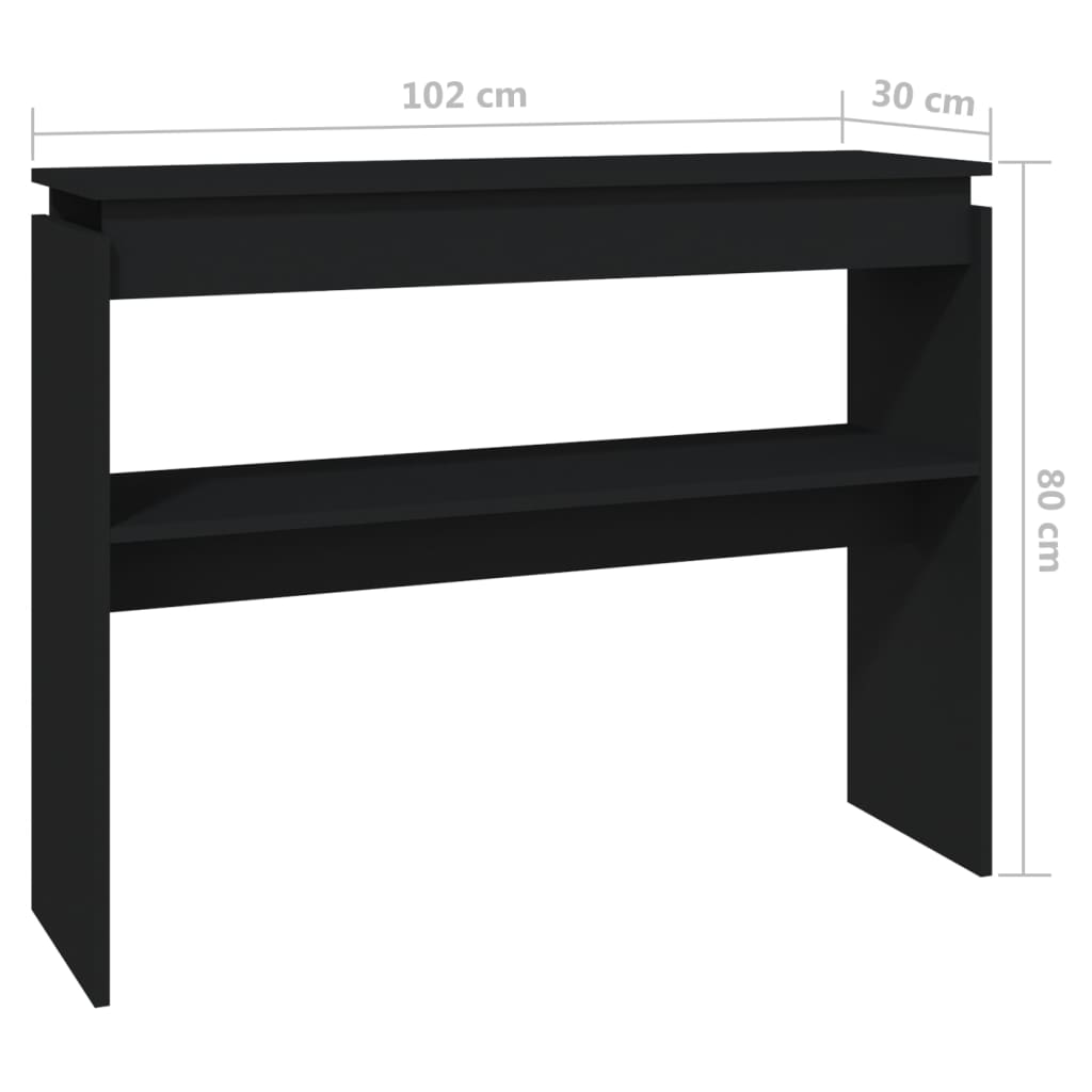 vidaXL Avlastningsbord svart 102x30x80 cm konstruerat trä