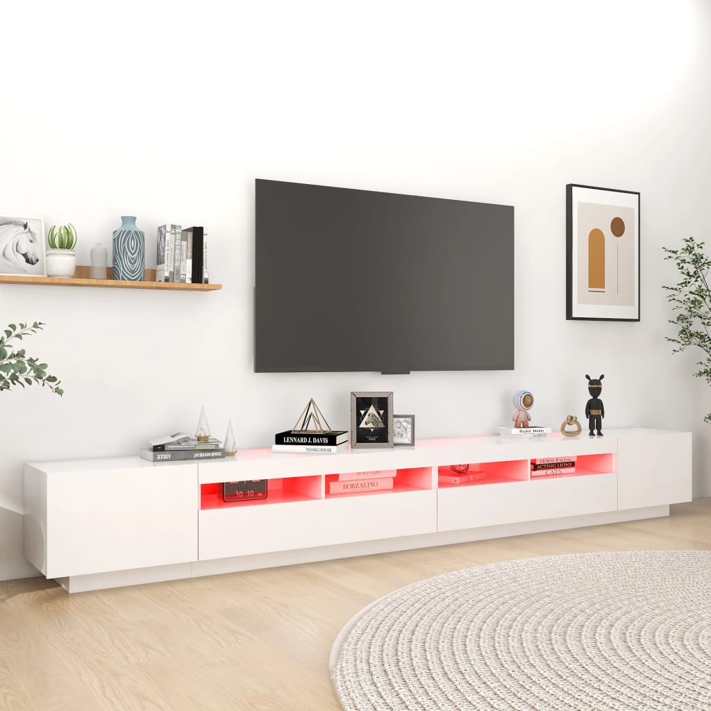 vidaXL TV-bänk med LED-belysning vit 300x35x40 cm