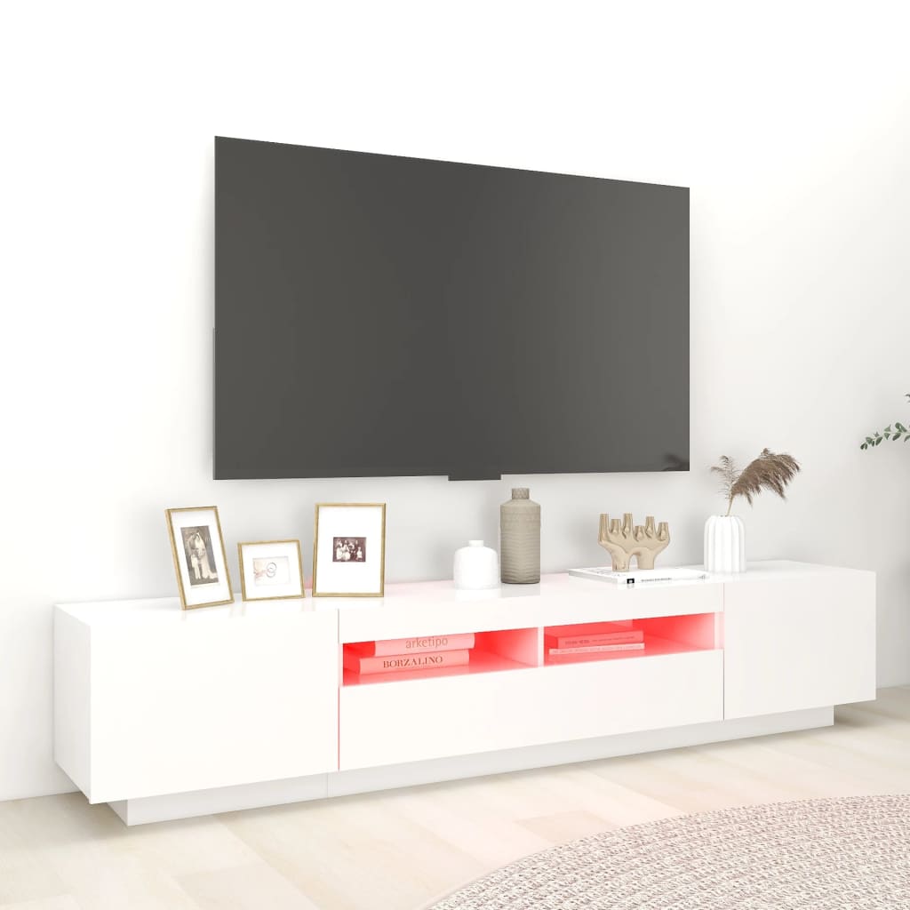 vidaXL TV-bänk med LED-belysning vit 200x35x40 cm