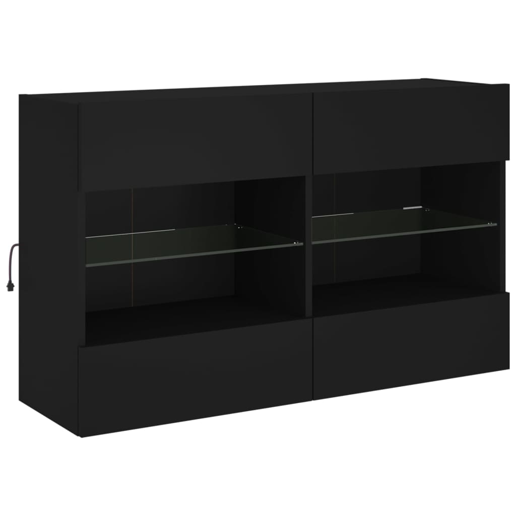 vidaXL Väggmonterad tv-bänk LED svart 98,5x30x60,5 cm