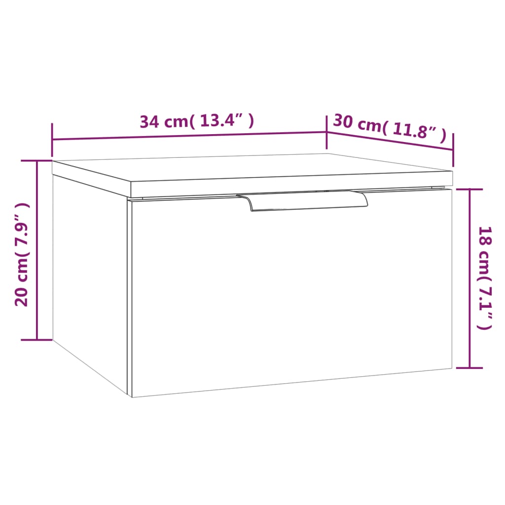 vidaXL Väggmonterade sängbord 2 st vit 34x30x20 cm