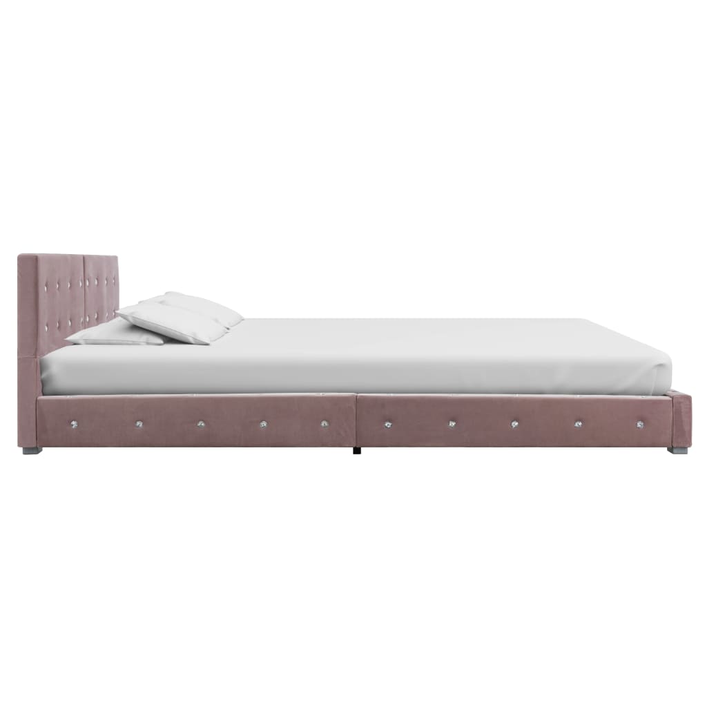 vidaXL Säng med madrass rosa sammet 160x200 cm