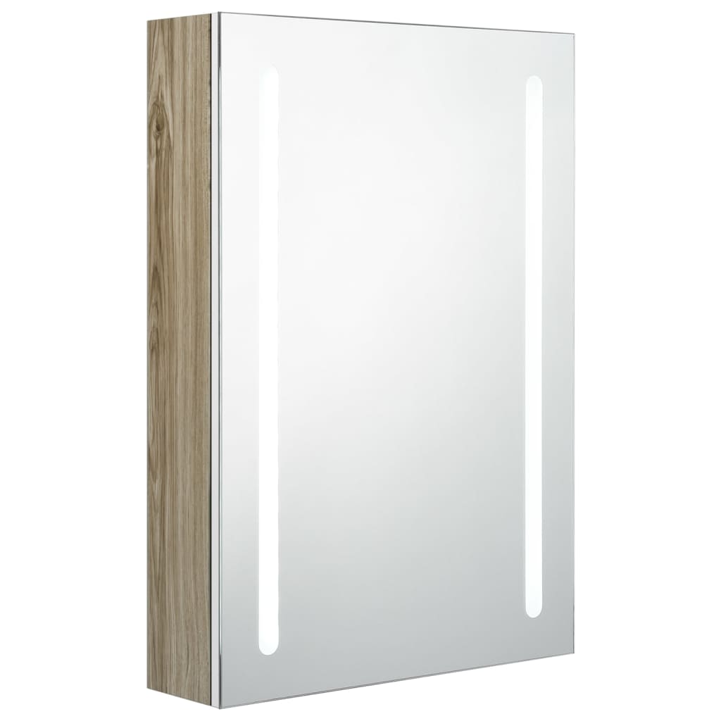 vidaXL Spegelskåp med LED vit och ek 50x13x70 cm