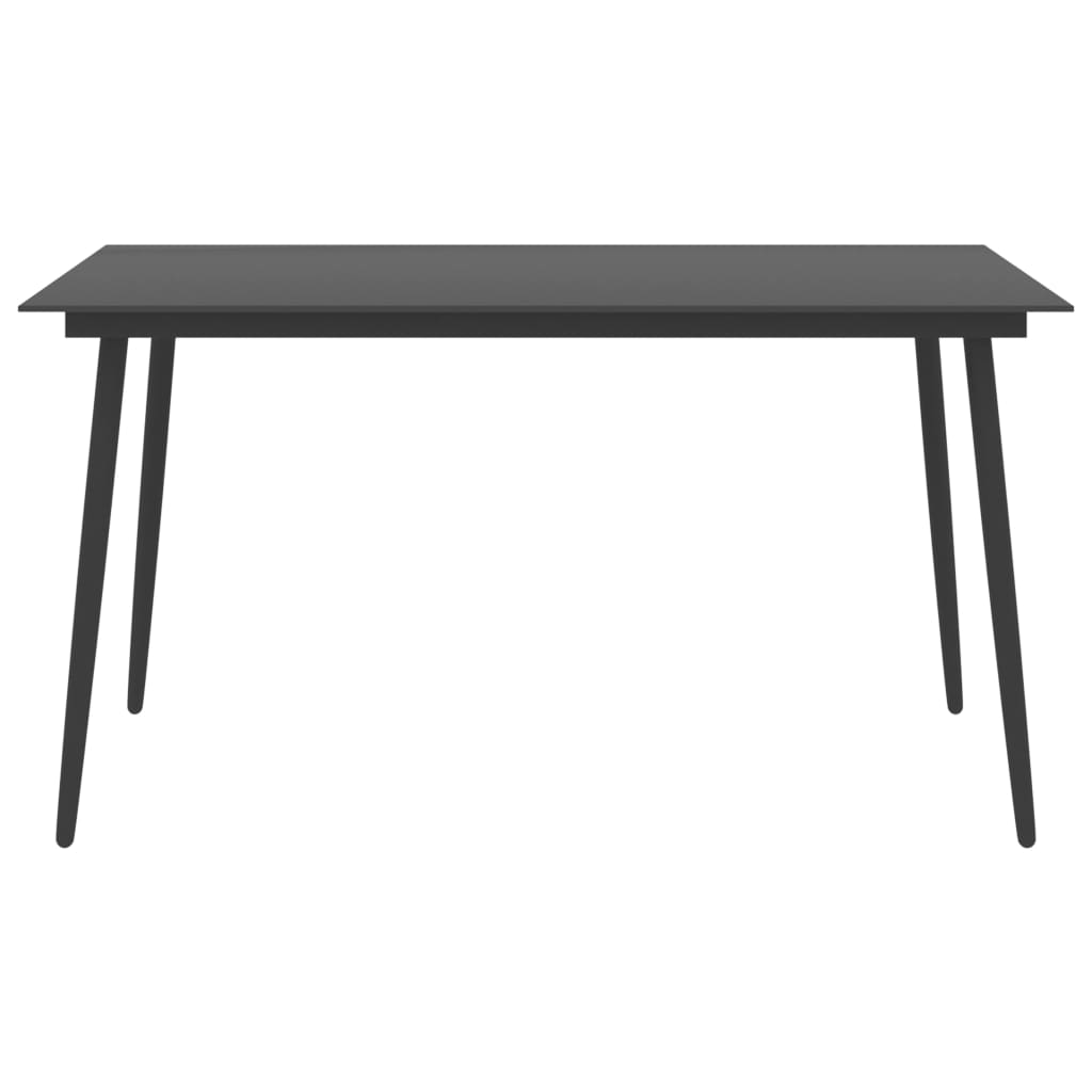 vidaXL Trädgårdsbord svart 150x90x74 cm stål och glas