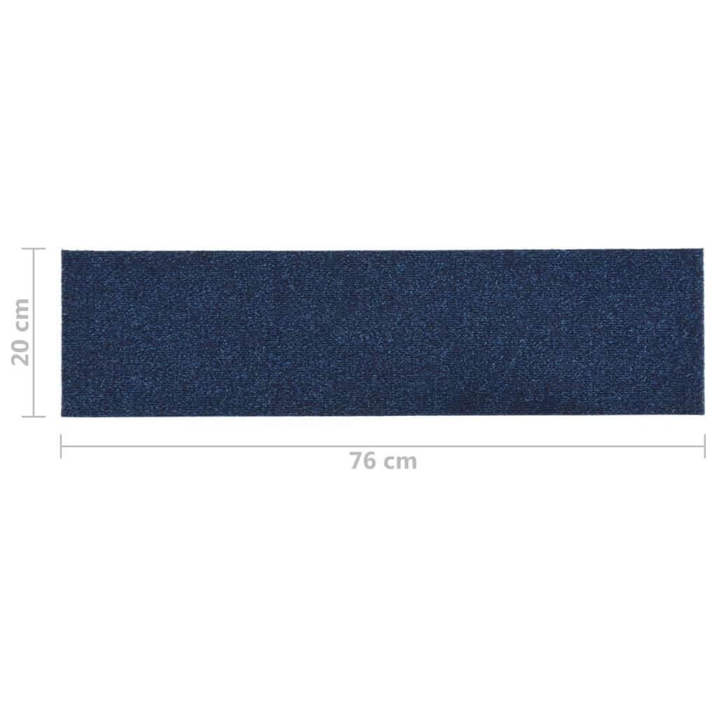 vidaXL Trappstegsmattor självhäftande 15 st 76x20 cm blå
