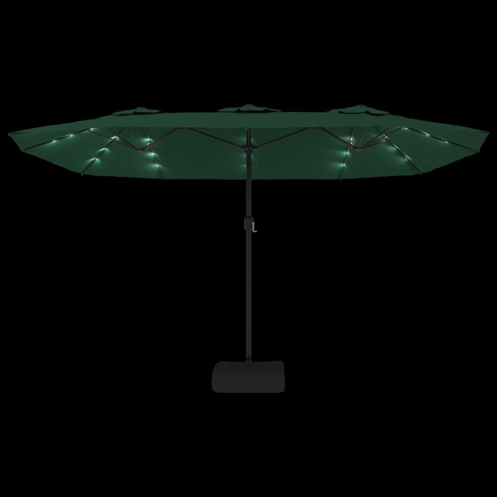 vidaXL Parasoll dubbelt med LED grön 449x245 cm