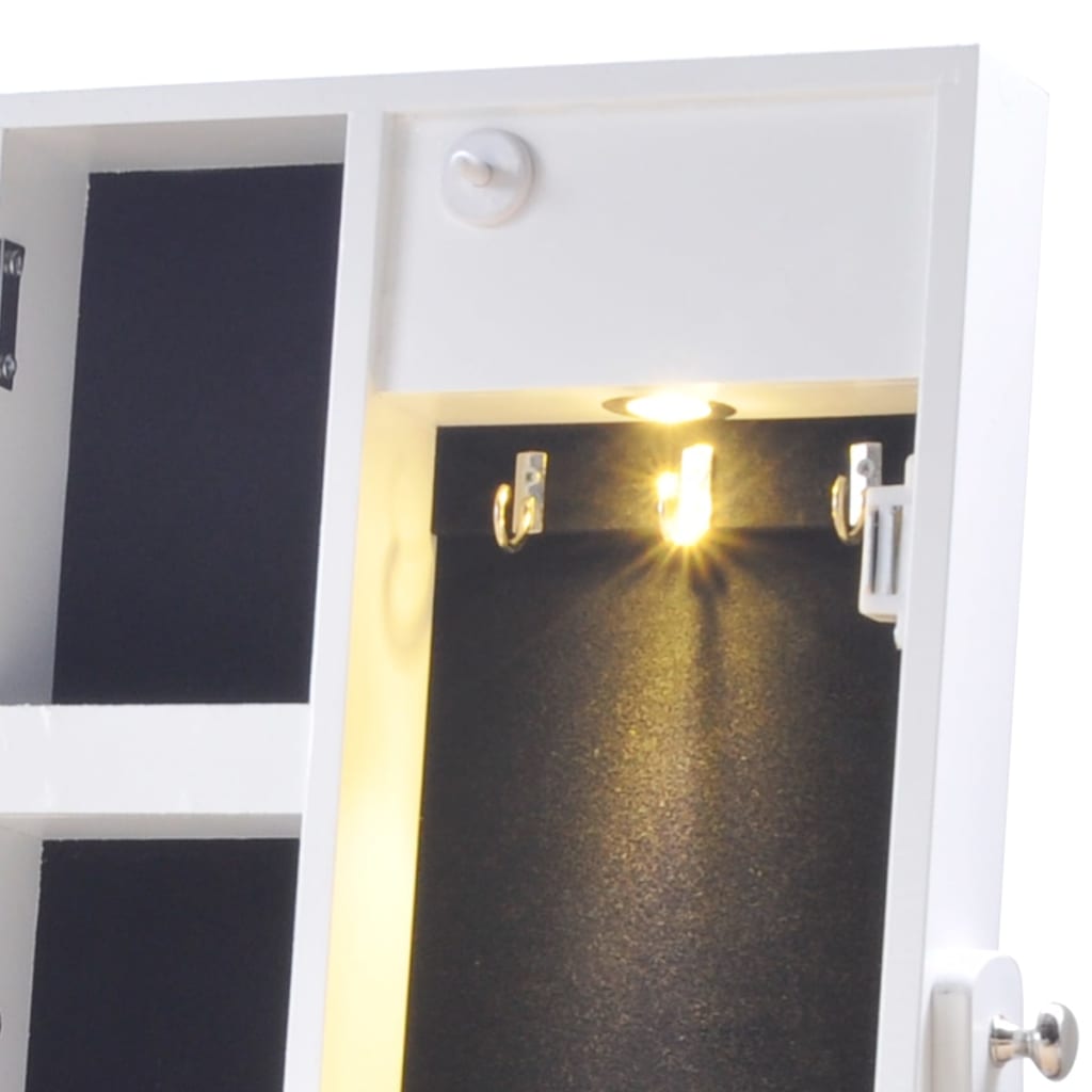 vidaXL Smyckesskåp med LED-belysning och spegeldörr