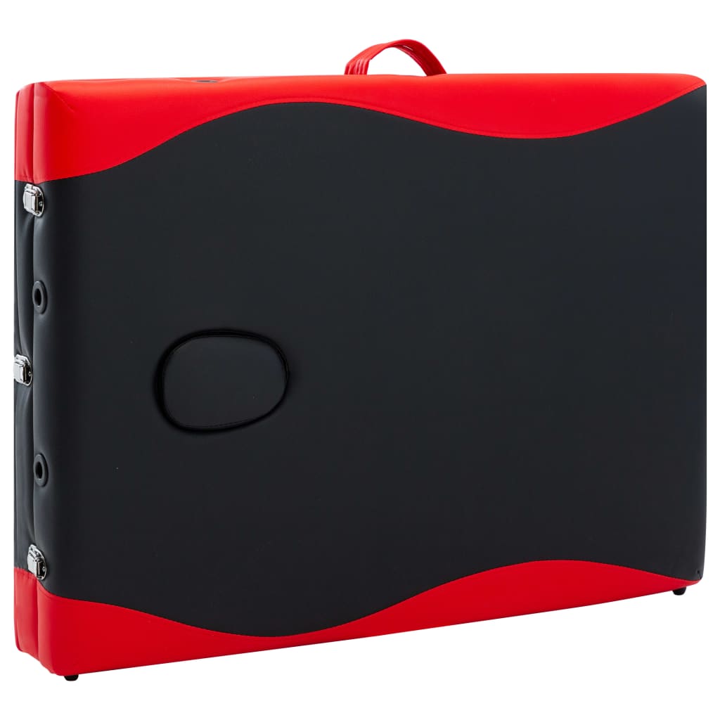 vidaXL Hopfällbar massagebänk 3 sektioner aluminium svart och röd