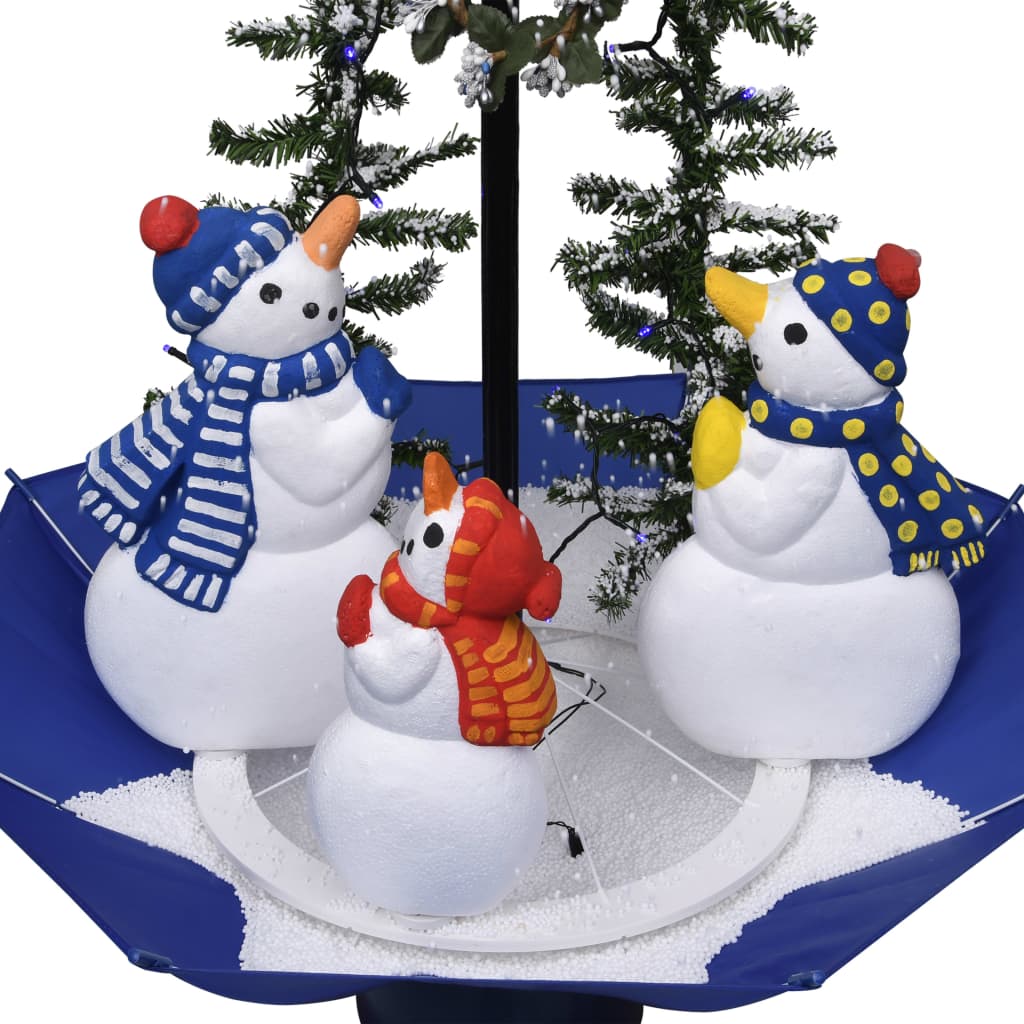 vidaXL Julgran med snö och paraplybas blå 75 cm PVC