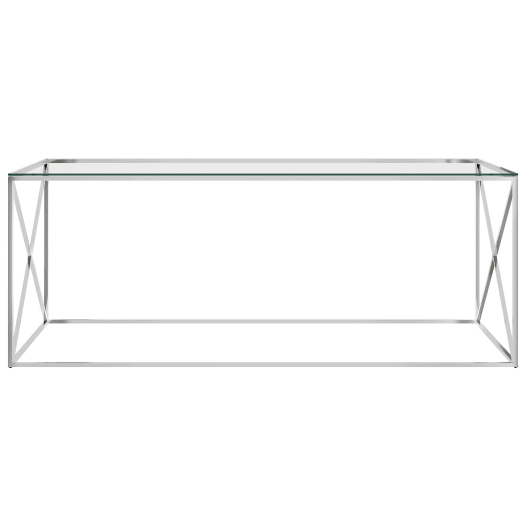 vidaXL Soffbord silver 120x60x45 cm rostfritt stål och glas