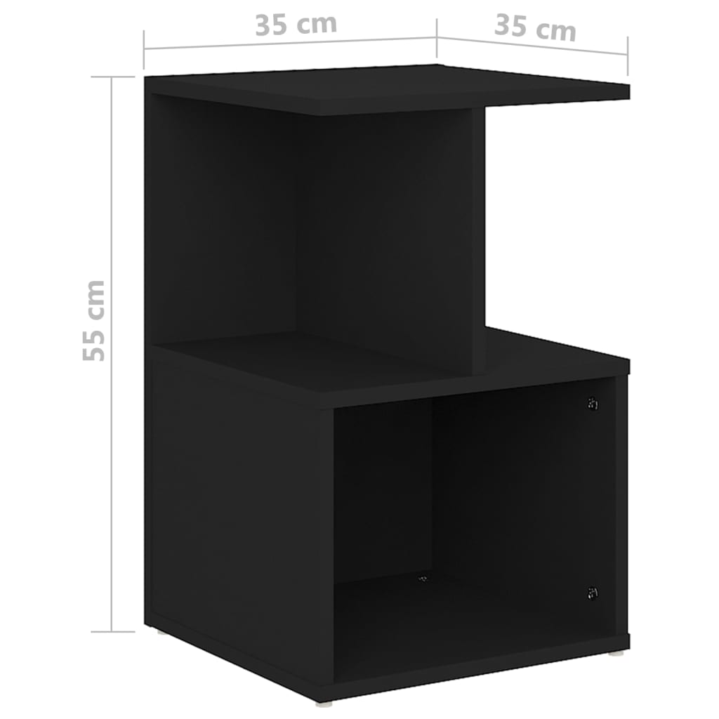 vidaXL Sängbord 2 st svart 35x35x55 cm konstruerat trä